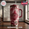 Alabama Crimson Tide 134th Anniversary YETI Tumbler with red tie-dye pattern, team logo, and stadium graphic.