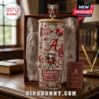Alabama Crimson Tide 40oz Clear Tumbler with Handle