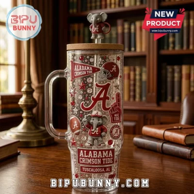 Alabama Crimson Tide 40oz Clear Tumbler with Handle