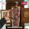 Alabama Crimson Tide 40oz clear tumbler with handle featuring elephant lid topper, red glitter, and school logo graphics.