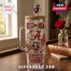 Alabama Crimson Tide 40oz clear tumbler with handle, elephant lid topper, and red-themed sports graphics on glass body.