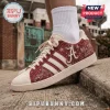 Alabama Crimson Tide Adidas Mascot Casual Sneakers featuring crimson canvas, white leather stripes, and university graphics.