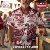 Alabama Crimson Tide NCAA beer Hawaiian shirt featuring palm trees, vintage truck graphics, and team typography in red.