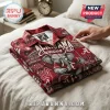 Alabama Crimson Tide NCAA Football Hawaiian shirt in crimson red featuring elephant mascot and stadium graphics on fabric.