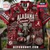 Alabama Crimson Tide NCAA Football Hawaiian shirt featuring elephant mascot, stadium graphics, and crimson team patterns.