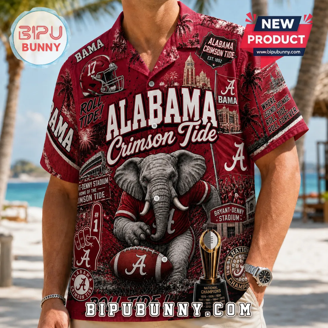 Alabama Crimson Tide NCAA Football Hawaiian Shirt Alabama Crimson Tide NCAA Football Hawaiian Shirt