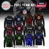 All NFL Teams Native Spirit Heritage 2026 Hoodie collection featuring team logos, eagle feather patterns, and dark motifs.