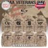 All Team NCAA Veterans Day 250 Years Camo Mascot Hoodie featuring tan camouflage patterns and collegiate sports logos.