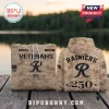 All Team NCAA Veterans Day 250 Years Camo Mascot Hoodie featuring tan digital camo pattern and Tacoma Rainiers branding.