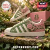 Alpha Kappa Alpha Floral Casual Sneakers featuring green and pink panels, embroidered roses, pearl accents, and white soles.
