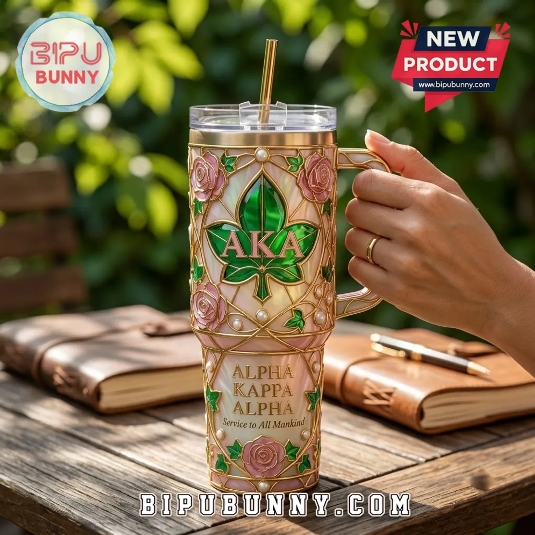 Alpha Kappa Alpha Stained Glass Rose Stanley Tumbler Alpha Kappa Alpha Stained Glass Rose Stanley Tumbler
