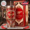 Arsenal Premier League Champions gold YETI handle tumbler featuring red enamel, diamond accents, and the club crest.