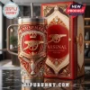 Arsenal Premier League Champions gold YETI handle tumbler featuring red and gold crest, crown, and decorative crystal gems.