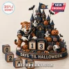 Auburn Tigers Halloween Haunted Castle Block Countdown Calendar featuring a mascot, pumpkins, and numbered wooden blocks.