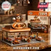 A&W Rooty Retro Restaurant Building Block Set featuring a miniature orange and brown diner with Rooty the Bear mascot figure.