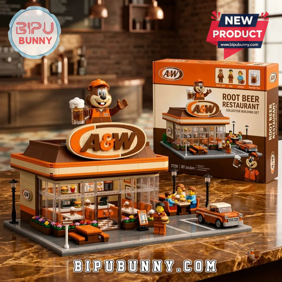 A&W Rooty Retro Restaurant Building Block Set A&W Rooty Retro Restaurant Building Block Set