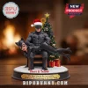 Batman and Catwoman Personalized Christmas Tree Ornament featuring characters on a chair with a holiday-themed base.