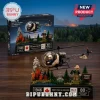 Bell 47 Helicopter 80th Anniversary Building Block Set featuring a detailed model, pilot minifigure, and forest fire scene.