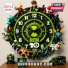 Ben 10 Character Premium Wall Clock with ten detailed alien figurines around a black and green circular clock face.