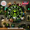 Ben 10 Character Premium Wall Clock featuring diverse alien figurines arranged around a green and black circular clock face.