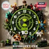 Ben 10 Character Premium Wall Clock featuring multiple alien action figures positioned as hour markers on a green face.