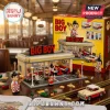 Big Boy Retro American Diner Building Brick Set featuring a plastic restaurant model, vintage car, and minifigures.