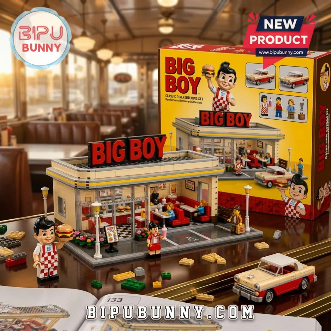 Big Boy Retro American Diner Building Brick Set Big Boy Retro American Diner Building Brick Set