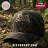 Black Sabbath Midnight Cathedral Camo Gothic Baseball Cap featuring a dark forest print with a gothic cathedral emblem.