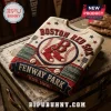 Boston Red Sox Fenway Park Heritage Ugly Sweater featuring a vintage baseball team logo and scoreboard on cream fabric.