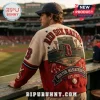 Boston Red Sox Fenway Park Heritage Ugly Sweater featuring a baseball stadium graphic, Red Sox Nation text, and team logos.