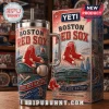 Boston Red Sox MLB 40oz YETI Tumbler With Handle featuring Fenway Park imagery, red socks, and navy blue accents.