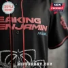 Breaking Benjamin Failure black baseball jersey featuring red text and white line art on a button-down athletic shirt.