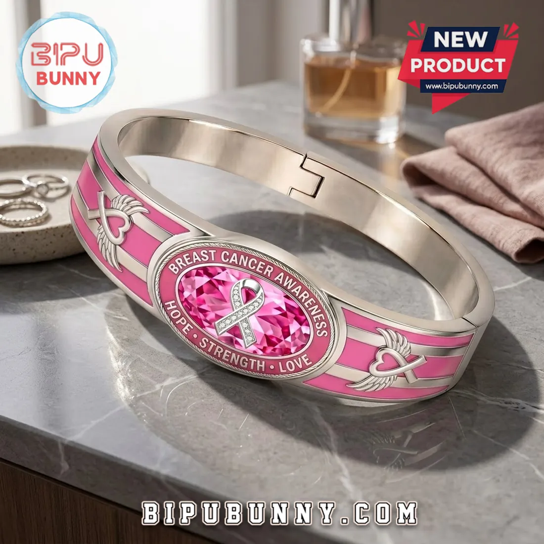 Breast Cancer Awareness Pink Crystal Bracelet Breast Cancer Awareness Pink Crystal Bracelet