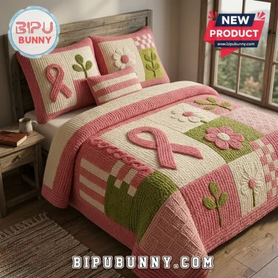 Breast Cancer Awareness Quilted 3-Piece Bedding Set