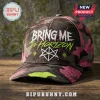 Bring Me The Horizon Neon Camo Logo Cap featuring a black, pink, and neon green camouflage pattern on a six-panel hat.