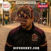 Brisbane Broncos 38th Anniversary Baseball Cap featuring distressed maroon fabric, horse mascot, and 1988-2026 text.