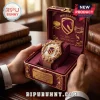 Brisbane Broncos 38th Anniversary Gold Mesh Watch inside a decorative maroon presentation box with gold emblem accents.