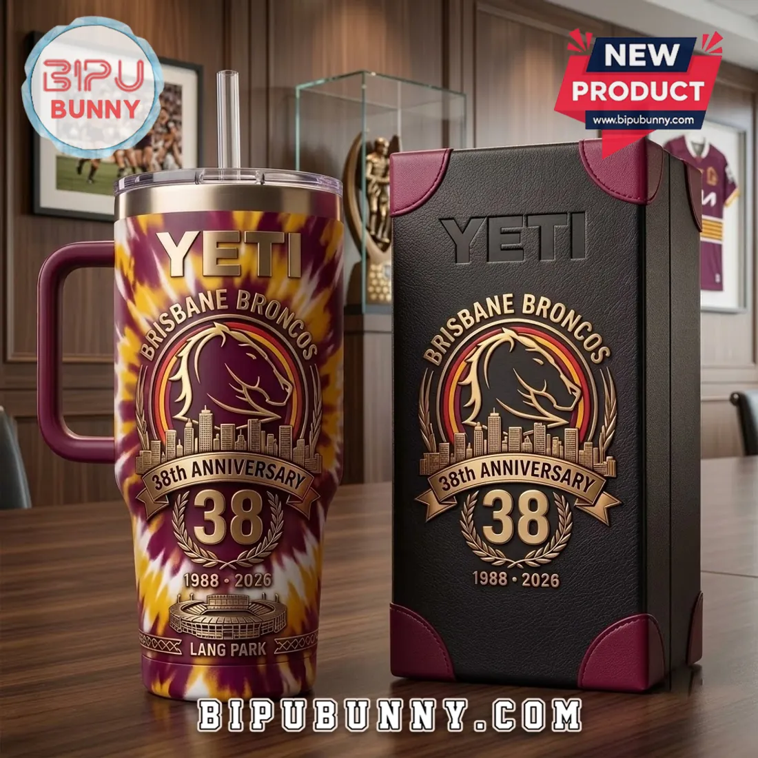 Brisbane Broncos 38th Anniversary Tie Dye Stanley Tumbler Brisbane Broncos 38th Anniversary Tie Dye Stanley Tumbler
