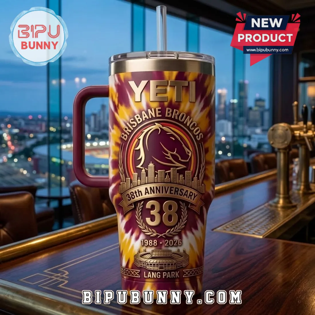 Brisbane Broncos 38th Anniversary Tie Dye Stanley Tumbler Brisbane Broncos 38th Anniversary Tie Dye Stanley Tumbler