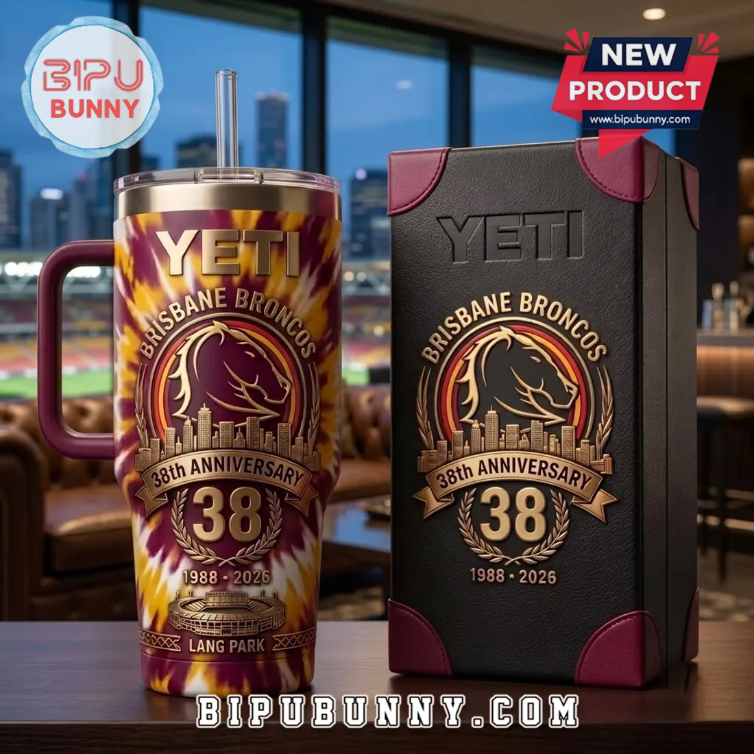 Brisbane Broncos 38th Anniversary Tie Dye Stanley Tumbler Brisbane Broncos 38th Anniversary Tie Dye Stanley Tumbler