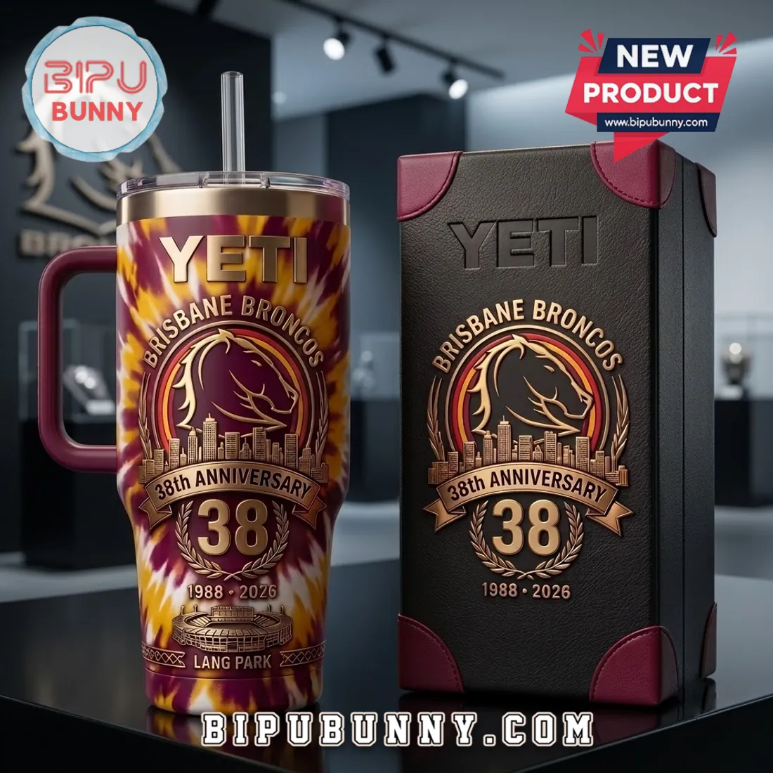 Brisbane Broncos 38th Anniversary Tie Dye Stanley Tumbler Brisbane Broncos 38th Anniversary Tie Dye Stanley Tumbler