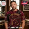 Brisbane Broncos 38th Anniversary Tie Dye T-Shirt featuring team colors, a horse logo, and distressed fabric details.