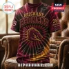 Brisbane Broncos 38th Anniversary Tie Dye T-Shirt in maroon and gold with a distressed, torn-fabric look and team logo.