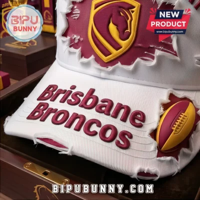 Brisbane Broncos 38th Anniversary White Distressed Baseball Cap