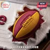 Brisbane Broncos 38th Anniversary White Distressed Baseball Cap featuring a maroon and gold rugby ball embroidery design.