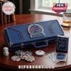 Buffalo Bills Embossed 300-Piece Poker Set in a blue leather carrying case with team logo, chips, dice, and playing cards.