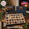 Buffalo Bills NFL Christmas Ornament Advent Calendar 2026 featuring 24 team-themed mini decorations in a branded navy box.
