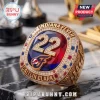 Caitlin Clark Indiana Fever 22 Gold Championship Ring featuring a central red and blue crest with diamond-encrusted numerals.