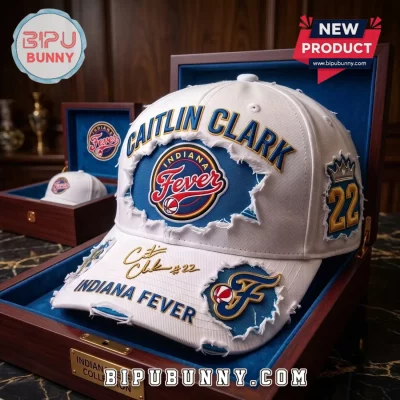 Caitlin Clark Indiana Fever White Distressed Baseball Cap