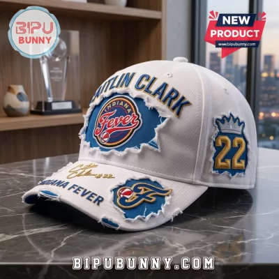 Caitlin Clark Indiana Fever White Distressed Baseball Cap